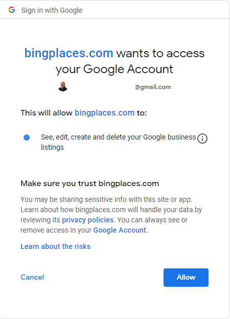 Allow Bing Access to Your Google My Business
