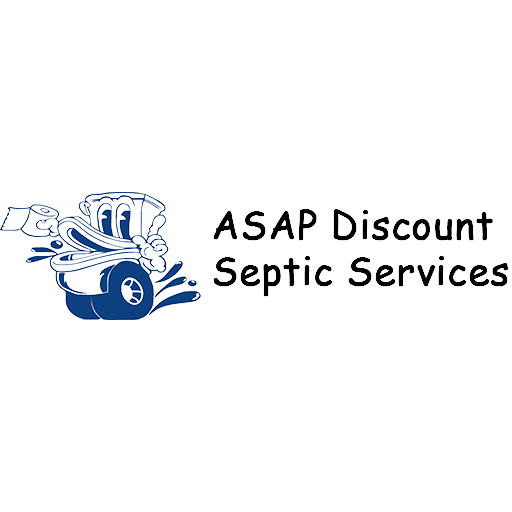 The image showcases the logo for ASAP Discount Septic Services, a Stafford Technologies customer. The design features a playful illustration of a septic truck in blue, accompanied by the business name in a bold, simple font. The tagline "Flush with confidence!" reflects the company's focus on providing reliable residential and commercial septic and waste solutions in Central Florida, emphasizing professionalism and trust.